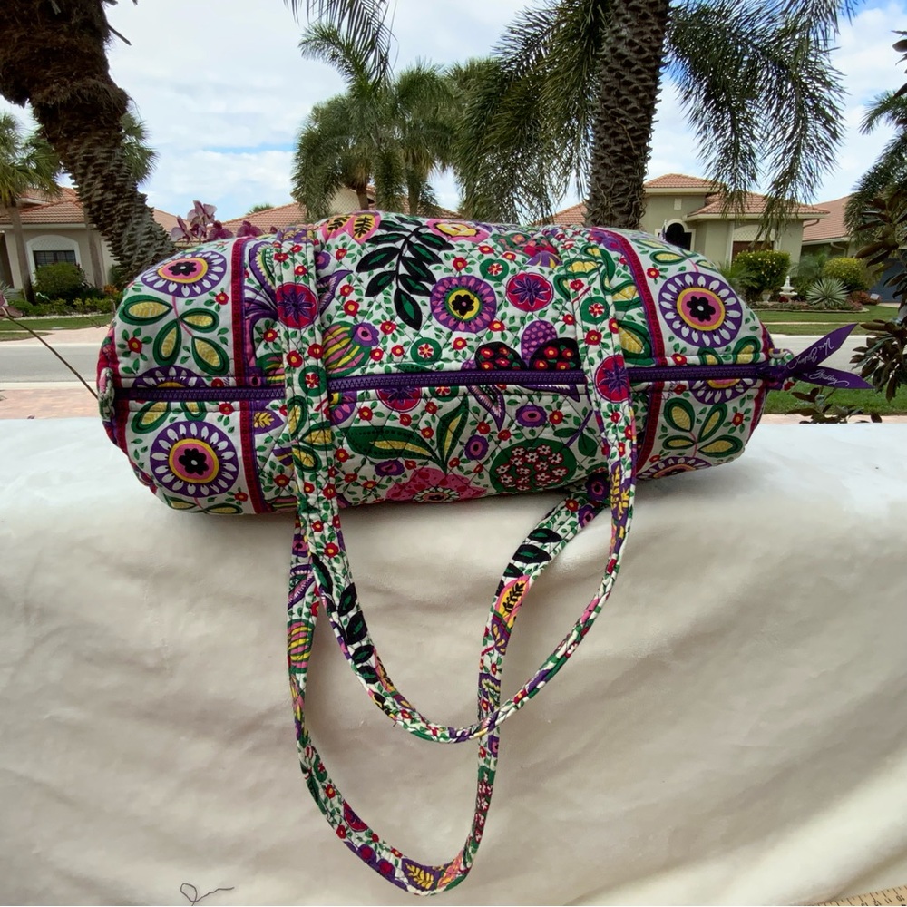 Vera Bradley Viva La Vera Duffle Bag Floral Cotton Weekender Handbag Travel - Picture 12 of 16